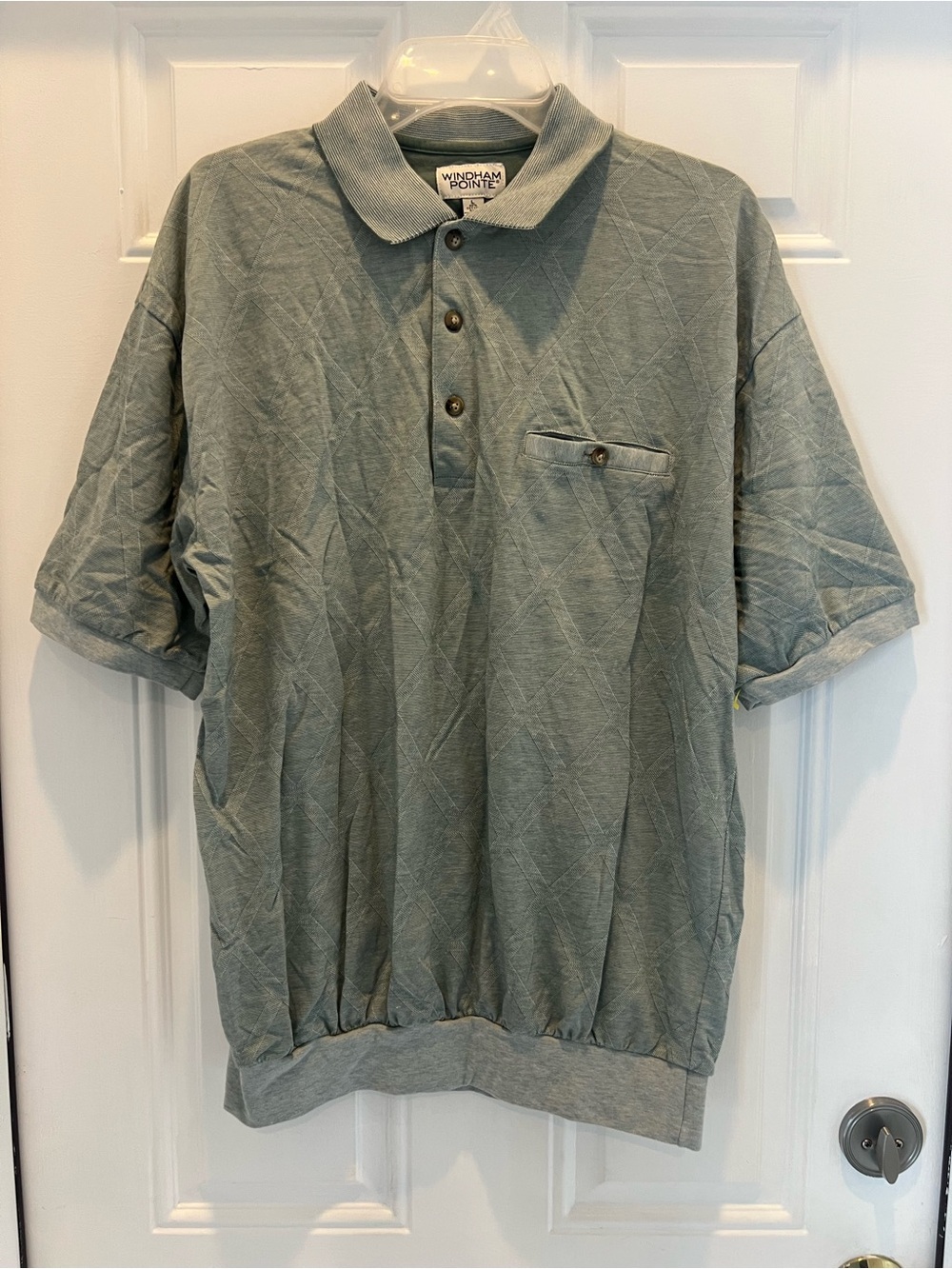 Windham Pointe Polo Shirt Mens Size L Green Short Sleeve Pullover Top # 947